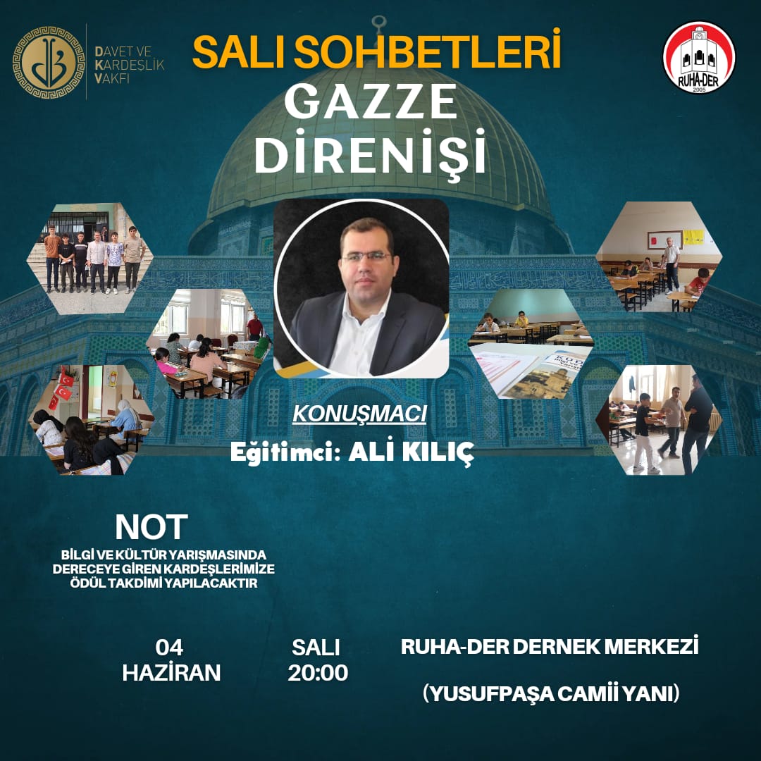 SALI SOHBETLERİ GAZZE Direnişi ve Kudüs Bilgi yarışması ödül töreni